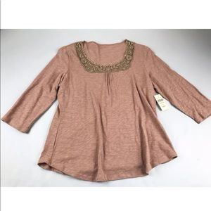 Coldwater Creek Lace Scoop Neck Top oSZ L Knit NEW